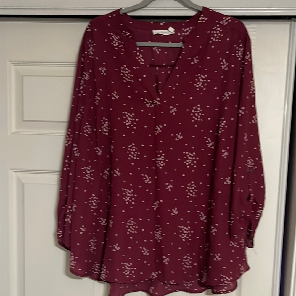Lush Red Relaxed Buttoned Blouse